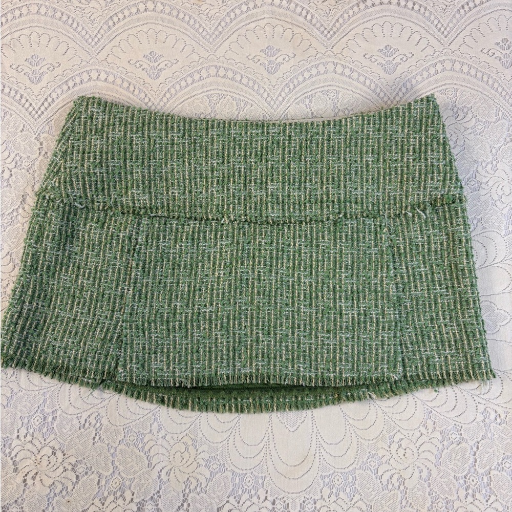 Abercrombie & Fitch Textured Green Mini Skirt